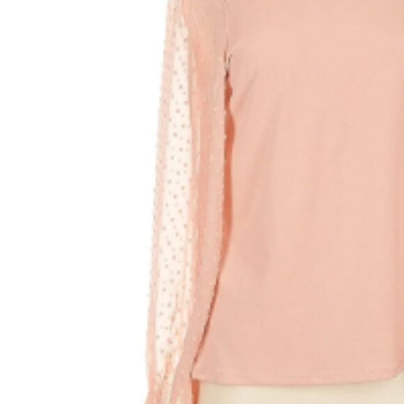 Adrianna Papell Tops - Adrianna Papell V-Neck Pink Sheer Long Sleeve Blouse Size M NWOT